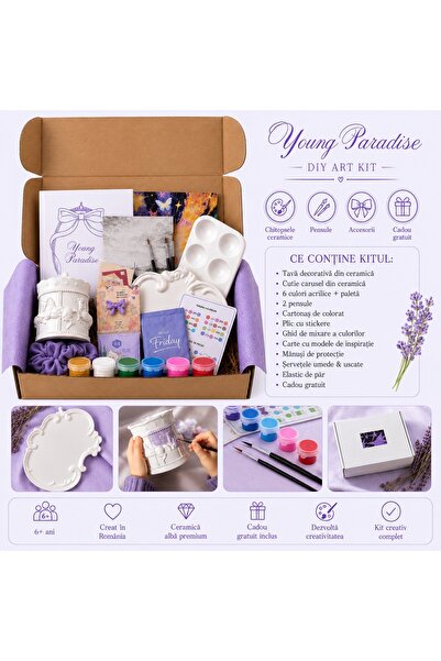 FaveArt Young Paradise - DIY Art Kit set creativ de pictura din ceramica