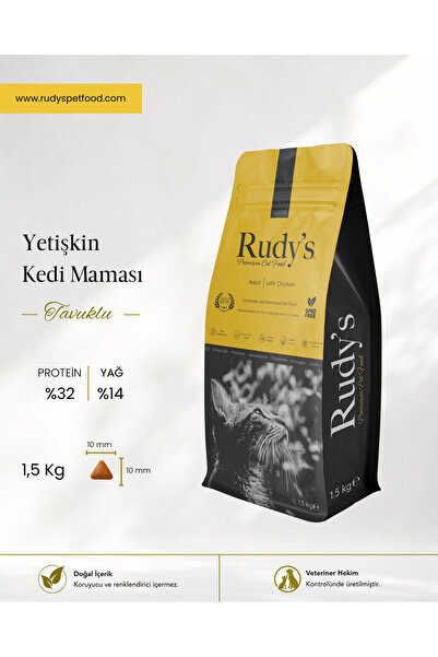 Rudy's Premium Yetişkin Kedi Maması Tavuklu 1,5 Kg