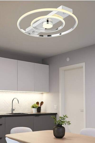 ESSLİGHT Alfa 45 Cm 3 Işık Mod’lu Modern Salon Mutfak Yatak Odası Led Avizesi