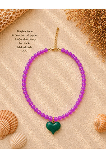 Murano Heart Necklace Pink