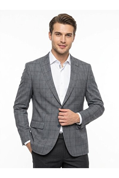 Presto Erkek 6 Drop Slimfit Kareli Ceket Gri “Yeni Sezon – Premium Kumaş – Sı...