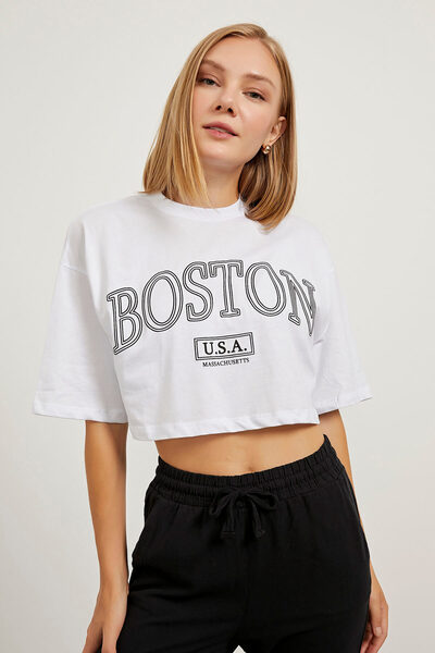 Arma Life Γυναικείο κοντομάνικο καλοκαιρινό Basic White Crop T-shirt