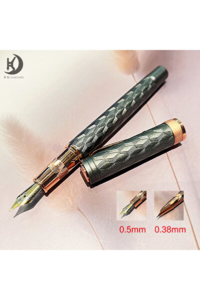 Choice 0.38 Grey JD 9717Elegant Stainless Steel Alumina Metal Fountain Pen wi...