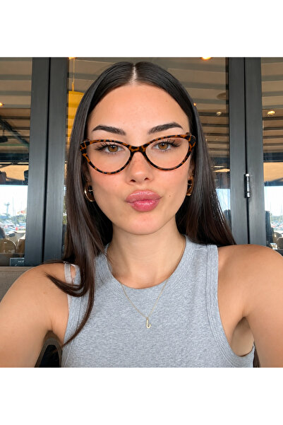 PİYESBOUTİQUE Leopar Cat Eye Kemik Şeffaf Kadın Erkek Unisex Mavi Işık Koruma...
