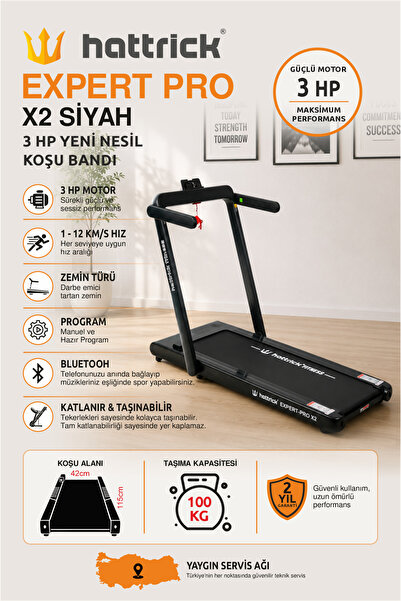 Hattrick Expert Pro X2 3.0 Hp Yeni Nesil Koşu Bandı Siyah