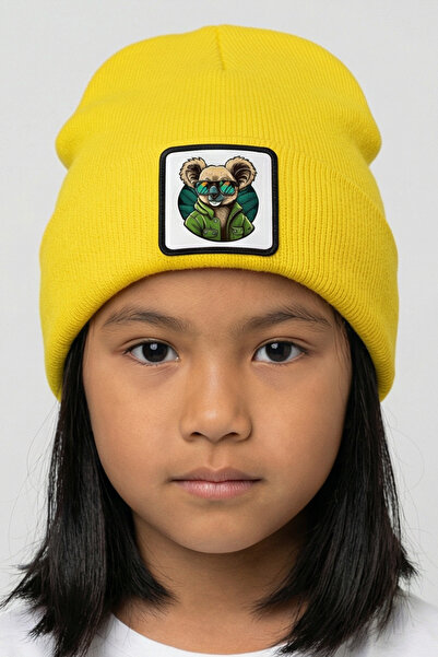 BlackBörk Yellow Children's Beanie with Koala Logo