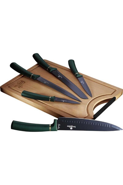 Berlinger Haus cu tocator din bambus, 6 piese, Emerald Edition, verde auriu