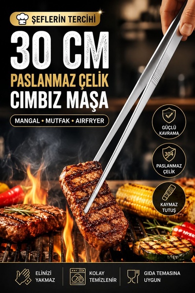 Kitchen Beauty Masterchef Pratik Cımbız Maşa Pişirme Cımbızı Çelik Maşa 30cm ...