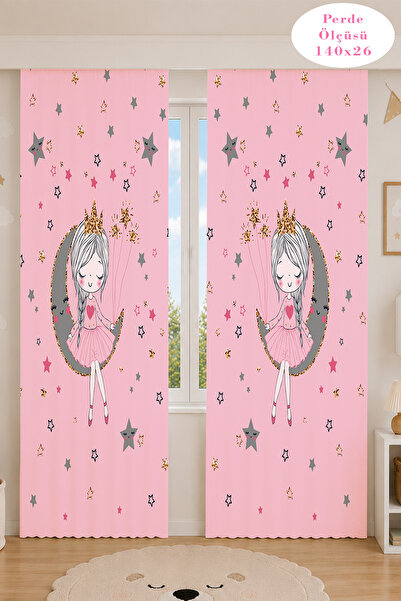 Decora Kids Baby Babyface Dokulu Kız Çocuk Odası,Bebek Odası 2 Kanat Fon Perd...