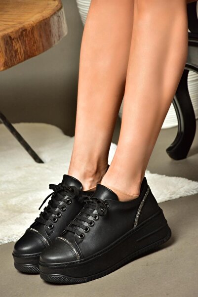 Fox Shoes R274217509 Siyah Kalın Tabanlı Spor Ayakkabı Sneakers
