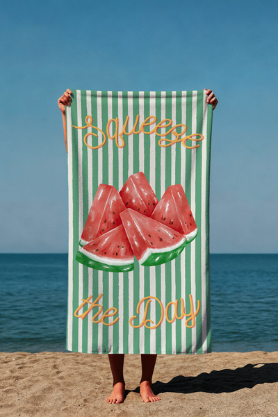 Luvis Store Squeeze the Day Watermelon Patterned Printed Beach Towel