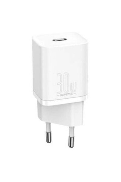 Baseus Super Si, Încărcare rapidă 30W, 1 x USB Tip-C 5V/3A si 1 x USB 5V/3A, alb