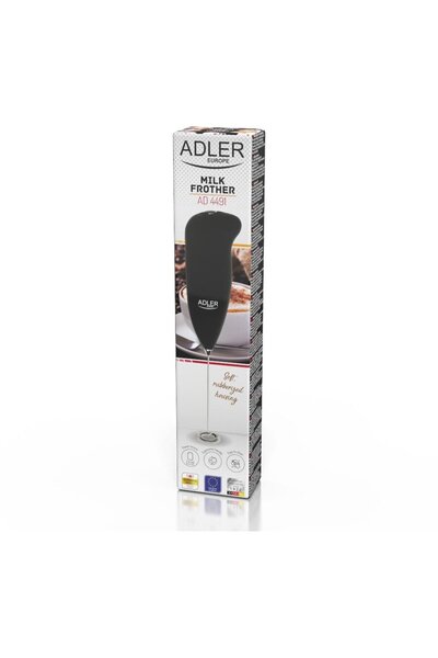 adler Aparat de spumare a laptelui AD4491, tija din otel, maner cauciucat, Negru