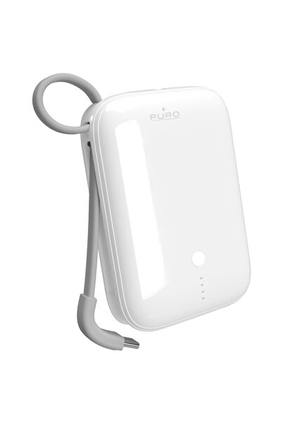 Puro 10 Plus 10000mAh. 20W, cu cablu USB-C incorporat, USB-C, Alb