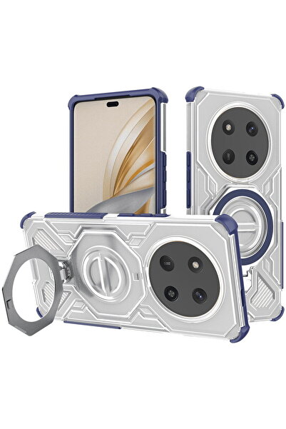 Techsuit Калъф за Honor Magic7 Lite / X9c - Карбонов Щит PRO - Син Прозрачен