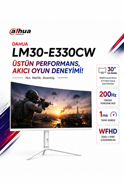 DAHUA 30" LM30-E330CW 2560x1080 R1500 1MS 200Hz 2xDP/2xHDMI +VESA +CURVED GAM...