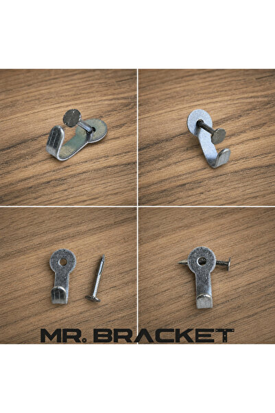 MR.BRACKET 10 ad Duvar Tip Tablo Askısı - Beton Çivili Metal Çerçeve Askı Aparatı - Fotoğraf Resim Asma Kancası