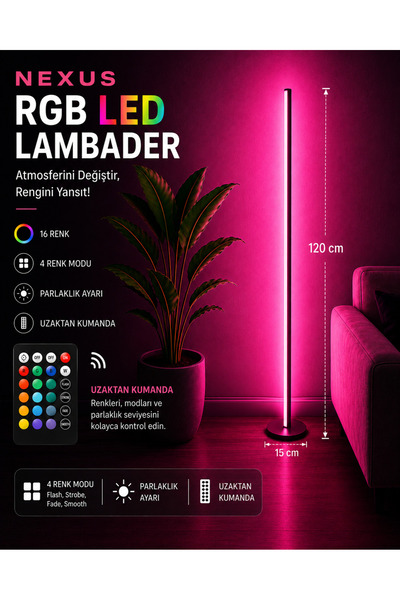 neeko Nexus Rgb Stıck Led Lambader Full Renk Full Rgb Uzaktan Kumandalı Aydın...