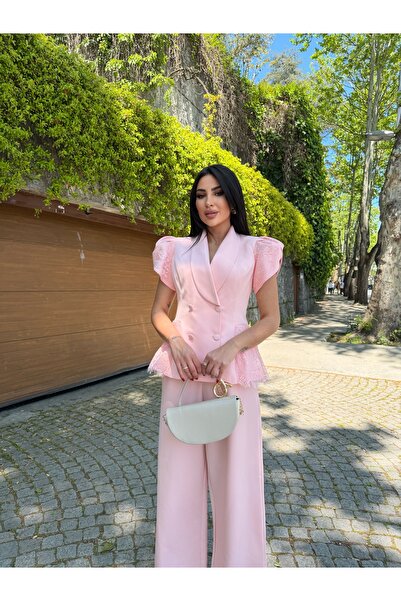 Göker Life dantel detaylı ceket takım