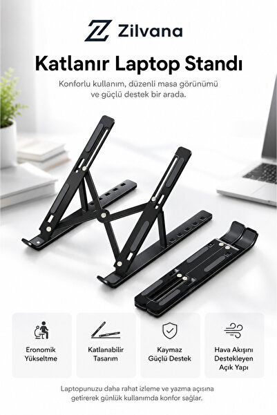 Zilvana Novexa Katlanır Laptop Standı Metal Notebook Yükseltici Soğutma Taban...