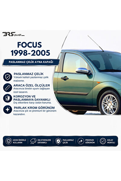 ServetDizaynOto Ford Focus 1 Uyumlu 1998-2005 Krom Ayna Kapağı 2 Parça Paslan...