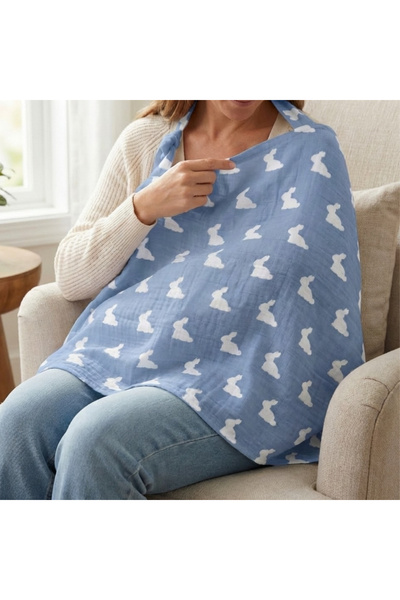 DEUX LAPINS Mono Lapin Royal Blue Muslin Baby Breastfeeding Bib