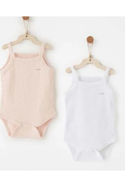 andywawa Baby Girl Strappy Summer Jacquard 2-Piece Bodysuit White-Pink