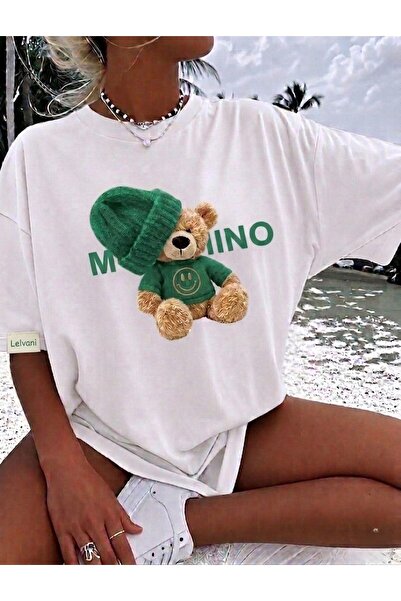 LELVANİ Unisex Colorful Teddy Cool Printed Crewneck T-Shirt