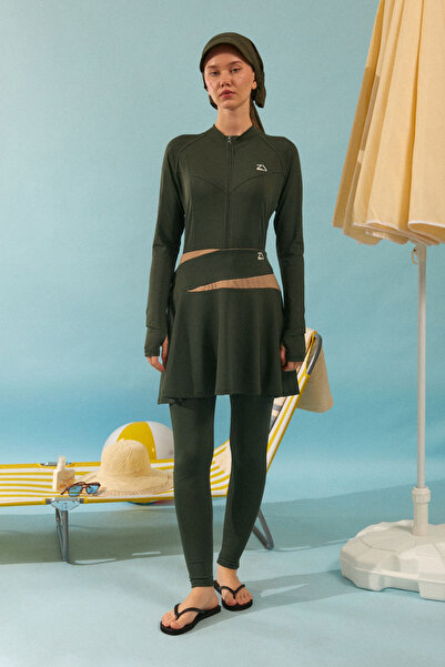 ZÜLAYS Garnished Swimsuit Skirt Khaki