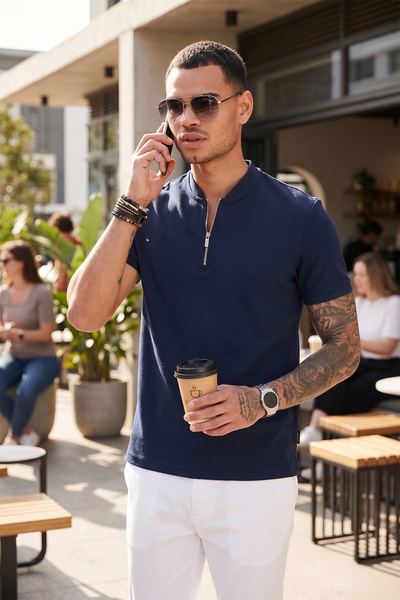 Buratti Pamuklu Regular Fit Yarım Fermuarlı T Shirt Erkek T SHİRT 5902653