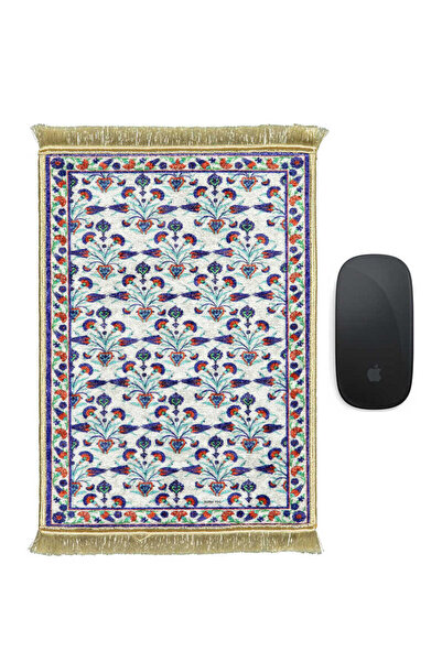 Bursa İpek Mousepad decorativ alb cu covor mic