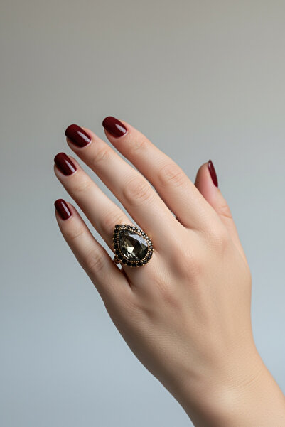 FUYA JEWELLERY Renkli Taşlı Kristal Damla Yüzük