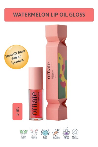 ORNATE Watermelon Lip Oil Gloss Dolgunlaştırıcı Efekt, Nemlendirici, Parlatıc...