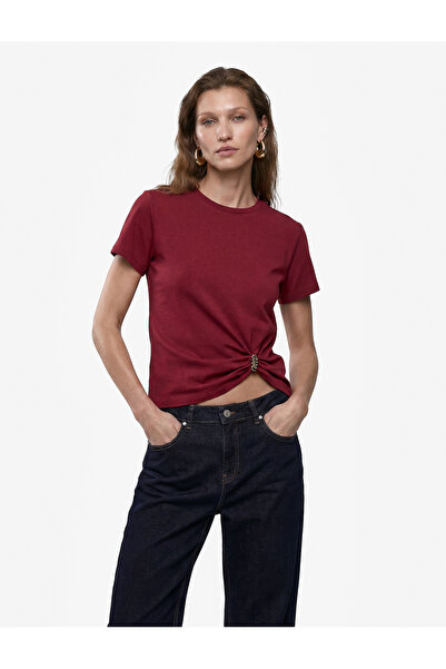 Koton Regular Fit Cotton Short Sleeve Crew Neck T-Shirt with Accessory Detail