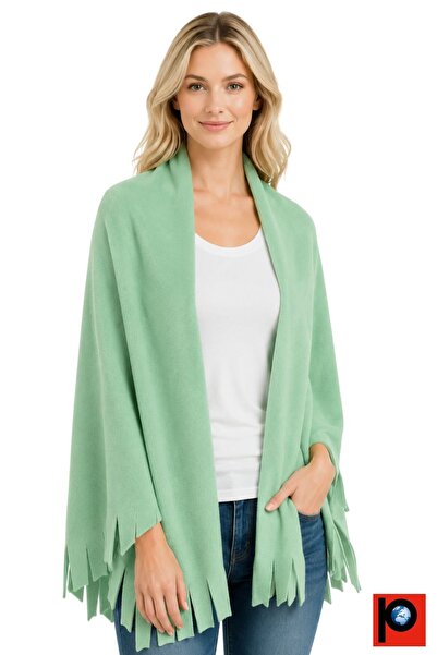 PAKER GİYİM Tea Green Winter Tassel Detaliat șal de umăr din lână