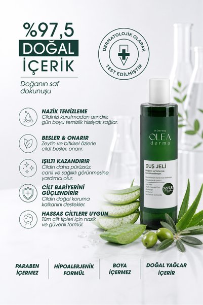 OleaDerma 97.5% Natural Shower Gel - 250 ml