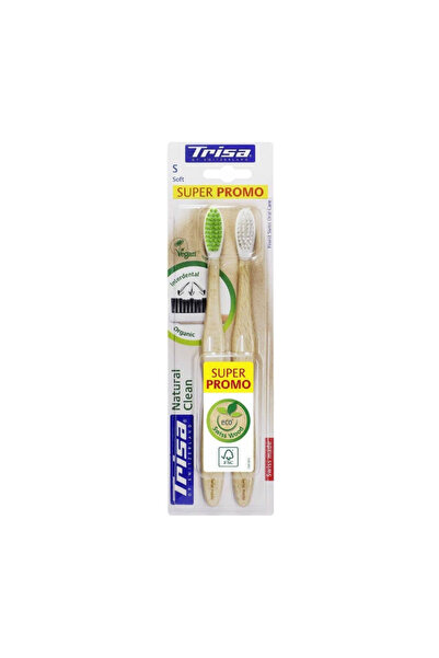 Trisa Periuțe de dinți manuale ecologice Clean Duo Soft 690376 Lemn / Nud