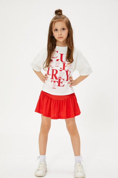 Koton Mid Waist Normal Red Girls Shorts 3skg40064ak