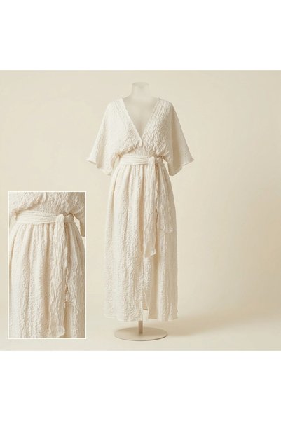 Su Koleksiyon Umman Burumuk Cotton Bohem Dress / Ecru