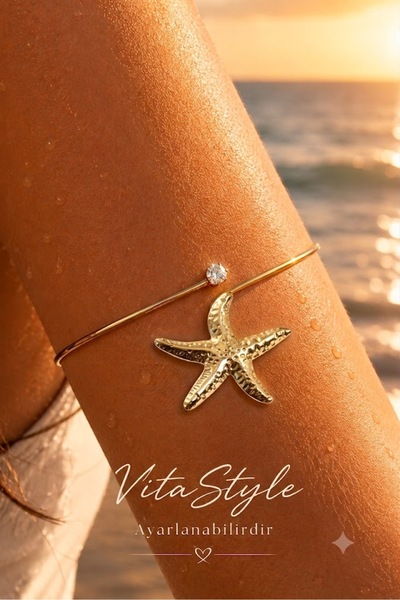 Vitastyle Gold Color Sea Star and Zircon Stone Pazu/Shoulder Bracelet Arm Acc...