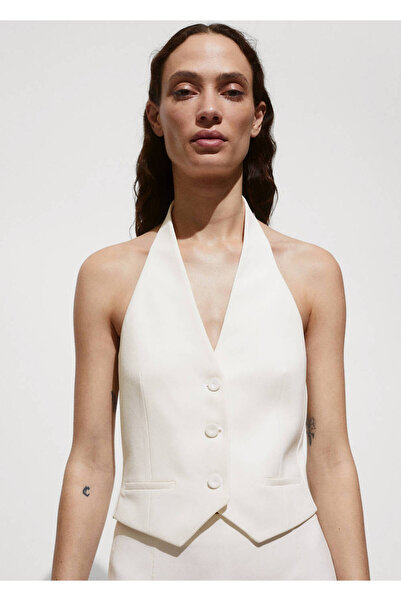 MANGO Woman Halter yaka düğmeli yelek