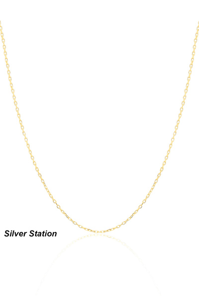 Silver Station Altın Renk 925 Ayar Gümüş Kolye - Gold Zincir Kolye 40-45-50-5...