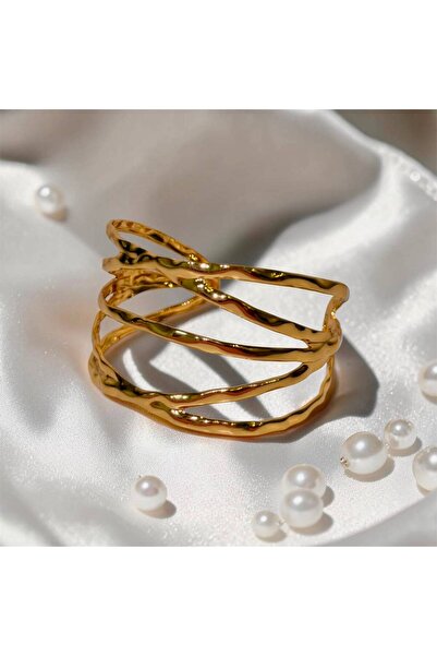 JADE ACCESSORY Çelik Gold Kaplama Kelepçe Bilezik