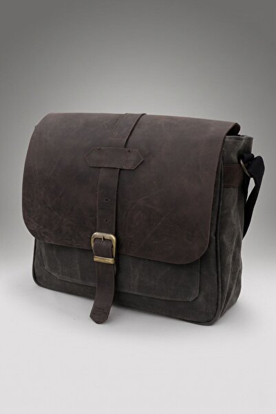 DARK COTTON 7503 Genuine Leather Black Cover Waterproof Waxed Canvas 15” Lapt...