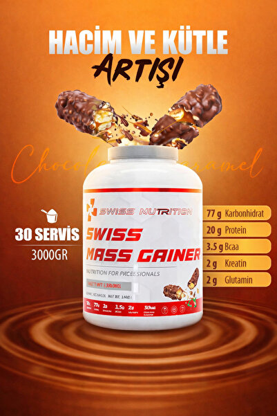 Swiss Nutrition Mass Gainer Çikolata Karamel 3000 gr 30 Servis Karbonhidrat Tozu