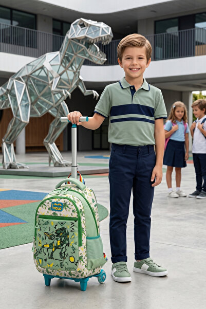 By Hakan My polo 2075 Çekçekli Çocuk Ortopedik sırt çantası YEŞİL