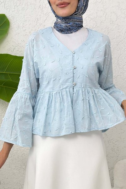 zenne Kimono brodat cu picături 2368 - ALBASTRU