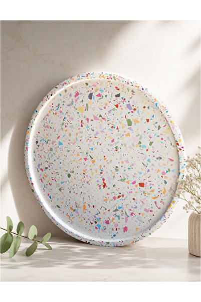 MUDİTA Dekoratif Terrazzo Tepsi Renkli Terrazzo Beton Döküm Sunumluk Organize...