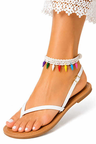 NEHOLİA Hand Knitted Anklet Women's Anklet Beaded Pearl-Colored Wedding Dress...