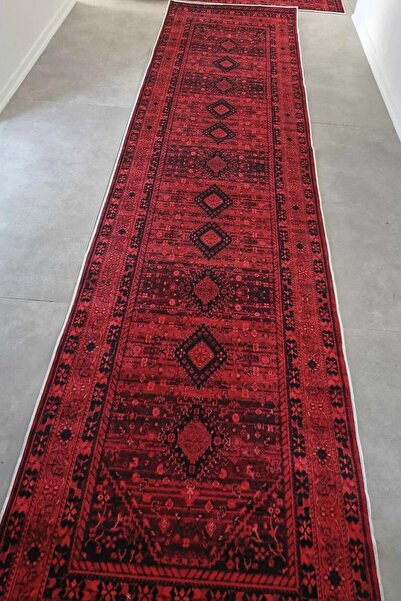 VOPTEKS Kırmızı Halı Yolluk Makinede Yıkanabilir Kaymaz Taban Halı